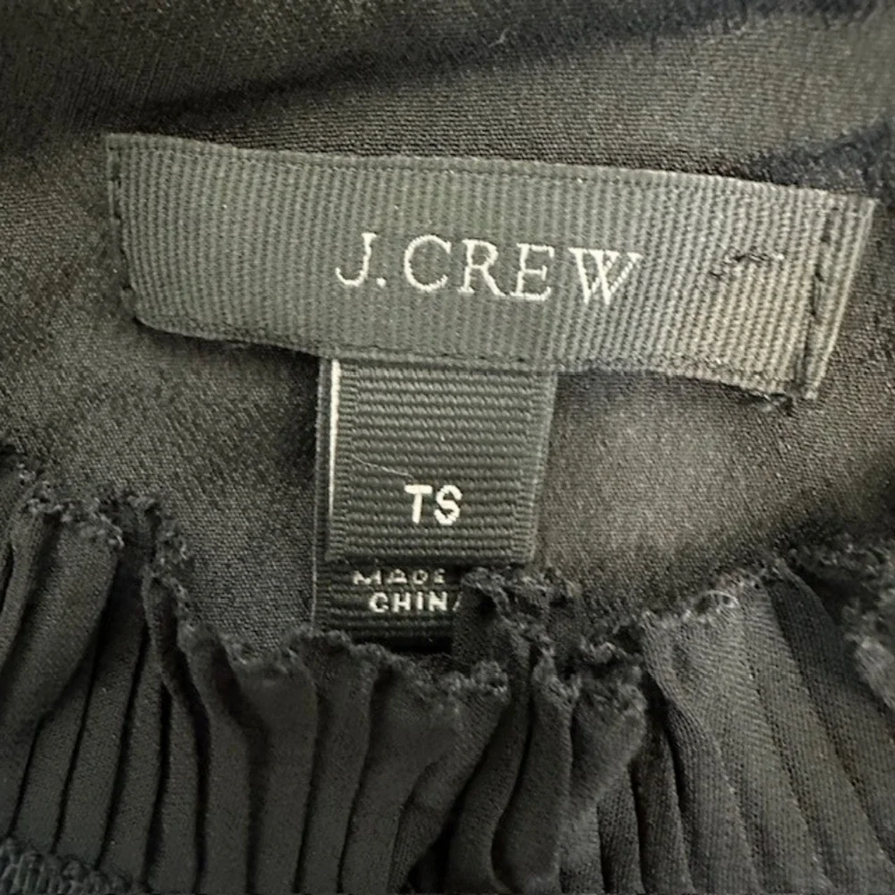 J.Crew Lace Top Ruffle Mock Neck Sleeveless Keyhole Black Blouse Size Tall Small